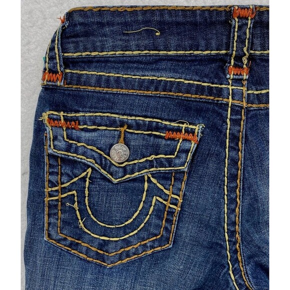 Bisou Deve Jeans Womens Size 5 Dark Wash Low Rise Straight Denim Flap Pockets - Picture 12 of 16